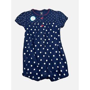 Carters Baby Girl Navy Polka Dot Print Romper with Strawberry 24 Months